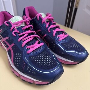 Asics Gel-Kayano 22 Running Shoes Sneakers Womens Size 8.5 Blue Pink Athletic